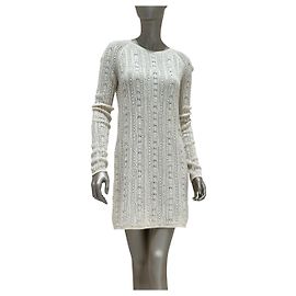 Dolce & Gabbana Elegantes Chanel Strickkleid cremefarbener Wollmischung Gr. 40 Gebraucht