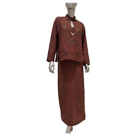 NWT Valentino Zweiteiliges Set aus braunem Laser-Cut-Leder IT40 gebraucht