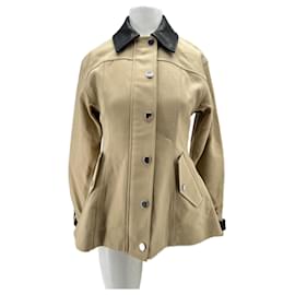 Beige Jacke mit Lederkragen - Veronica Beard