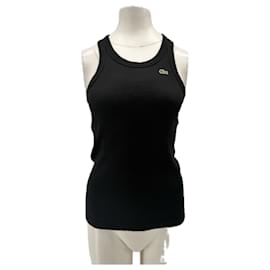 Camiseta de tirantes negra acanalada - Lacoste