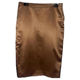 Versace Brown Satin Pencil Skirt