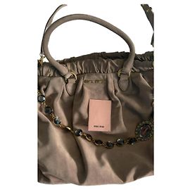 Miu Miu Crystal Jewel-Chain Suede Hobo Bag