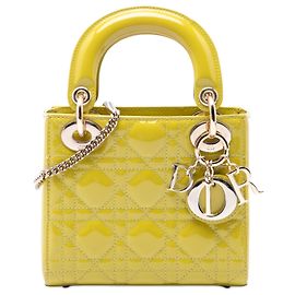 Lady Dior Mini in vernice giallo cannage