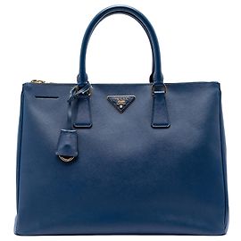 Borsa Tote Prada Blue Large Saffiano Lux Galleria Double Zip