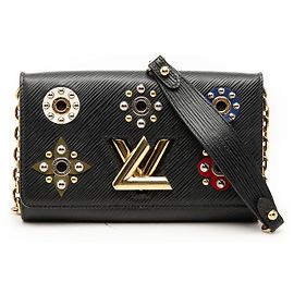 Louis Vuitton Black Epi Mechanical Flowers Twist Kettenportemonnaie