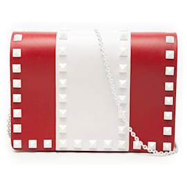 Portafoglio con catena Valentino in pelle colorblock Rockstud