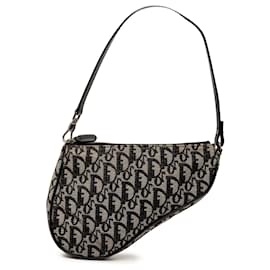 Mini Diorissimo Canvas Saddle Pochette in Schwarz