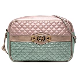 Borsa a tracolla Gucci Green Laminated Nappa Trapuntata