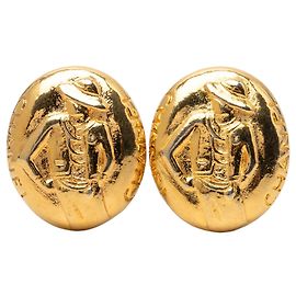 Orecchini a clip ovali Mademoiselle placcati oro Chanel Gold