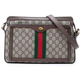 Gucci Beige Medium GG Supreme Web Ophidia Crossbody