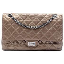 Chanel Marrone Trapuntato Calfskin Metallizzato Invecchiato Reissue 2.55 Double Flap 226