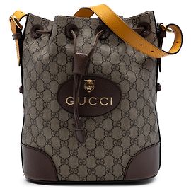 Borsa a secchiello con coulisse Gucci Beige GG Supreme Neo Vintage