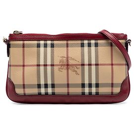Borsa a tracolla Peyton in tela rivestita Burberry Beige Haymarket Check