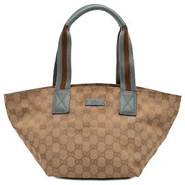 Tote Gucci in tela GG beige con banda Web