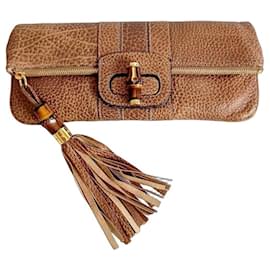 Gucci Bamboo Pochette in pelle marrone