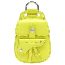 NEU DIOR SADDLE GALLOP TASCHENSCHMUCK GELBES LEDER SCHLÜSSELANHÄNGER