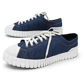 HERMES CROSS SNEAKER H221873Z 44 BLAUE DENIM-CANVAS-SCHUHE - Hermès