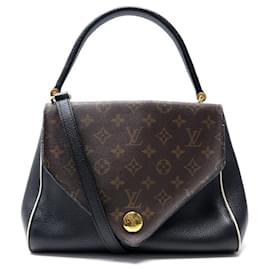 BORSA A MANO LOUIS VUITTON DOUBLE V M54439 IN PELLE NERA E TELA MONOGRAM - Louis Vuitton