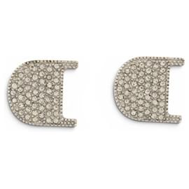 ORECCHINI DIOR LOGO CDEN IN METALLO ARGENTATO E STRASS + SACCHETTO - Dior