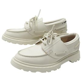 SCARPE CHRISTIAN DIOR WALKER DECK BATEAUX 40 DERBY IN PELLE CREME