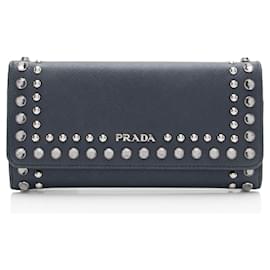 Portafoglio Continental Prada Saffiano con Borchie e Cristalli
