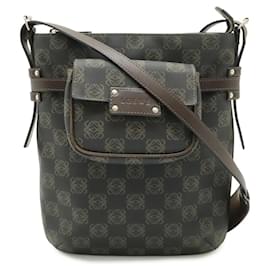 Borsa a tracolla in pelle Loewe Anagram Nero Marrone