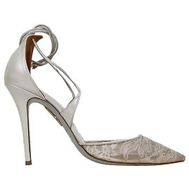 Aquazzura Matilde Spitzen-Brautschuhe aus weißem Polyester