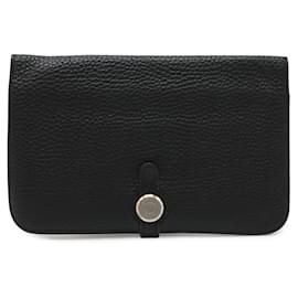 Portafoglio bifold Hermes Dogon Duo GM in pelle nera - Hermès