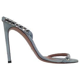 Sandali slingback Gucci con decorazioni in cristallo in scamosciato blu
