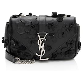 Bolsa Saint Laurent Matelasse Leather Floral Applique Monogram Classic Baby Chain Bag