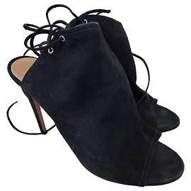 Aquazzura Stivaletti con lacci in scamosciato nero