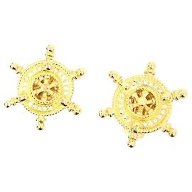Brincos de pressão Christian Dior Nautical Timão Ouro e Strass