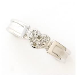 Autre Marque 10K Weißgold-Ring mit Diamant