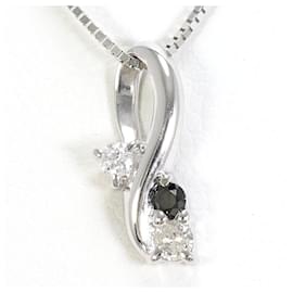10K Weißgoldkette mit schwarzem Diamanten - Autre Marque