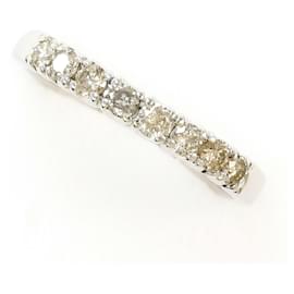 10K White Gold Band Ring with Diamond - Autre Marque
