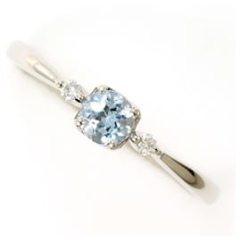Autre Marque PT900 Platinring mit Aquamarin und Diamant