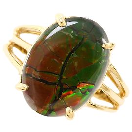 Autre Marque 14K Gelbgold-Ammolit-Ring