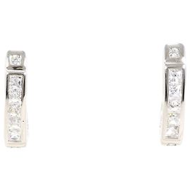 Autre Marque Orecchini a lobo in oro bianco 14K con zircone cubico
