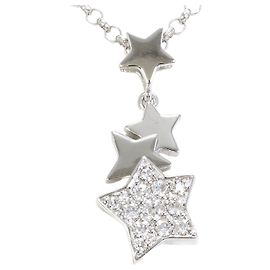 Autre Marque Collana in oro bianco 14K con zircone cubico
