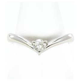 PT900 Platinum Band Ring with Diamond - Autre Marque