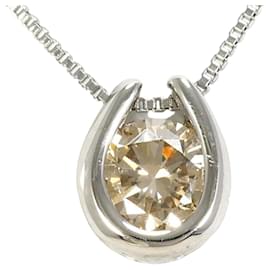 Autre Marque Collana in platino PT900 e PT850 con diamante marrone