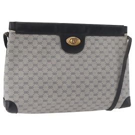 Bolsa de Ombro GUCCI Micro GG Supreme PVC Navy Gold Auth BA13153
