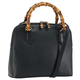 GUCCI Bamboo Handtasche aus Leder 2way Grün Gold 000 1274 0290 Auth 180052