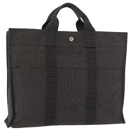 Hermès BORSA HERMES Her Line MM in tela grigio argento Autentica 182867