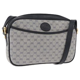 Bolsa de Ombro GUCCI Micro GG Supreme PVC Marinho Ouro 007 56 0095 Auth 180046