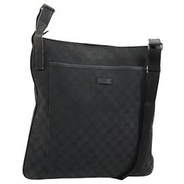 Borsa a Spalla GUCCI GG Canvas Nera Argento 122791 Auth 180778