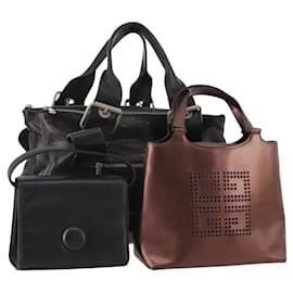 Borsa GIVENCHY Chloe in Pelle Set da 3 Nero Marrone Auth 178857 - Givenchy