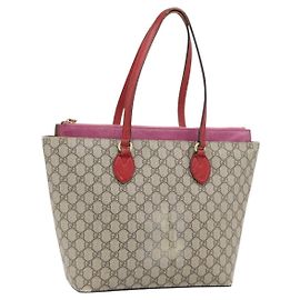 Bolso Tote GUCCI GG Supreme PVC Beige Oro 415721 Auth 181621