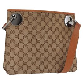 Sac à bandoulière GUCCI GG Canvas Beige Argent 120841 Auth BA13157