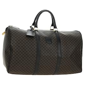 Céline Borsa Boston CELINE in tela Macadam PVC Pelle Nera Oro Auth mr2439